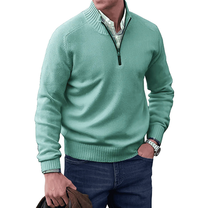 Levoire | Pull En Cachemire Avec Zip Vert