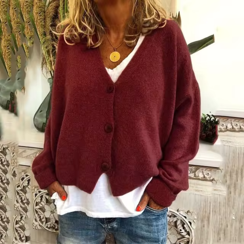 Levoire | Veste En Tricot Confortable Avec Boutons Classiques Rot