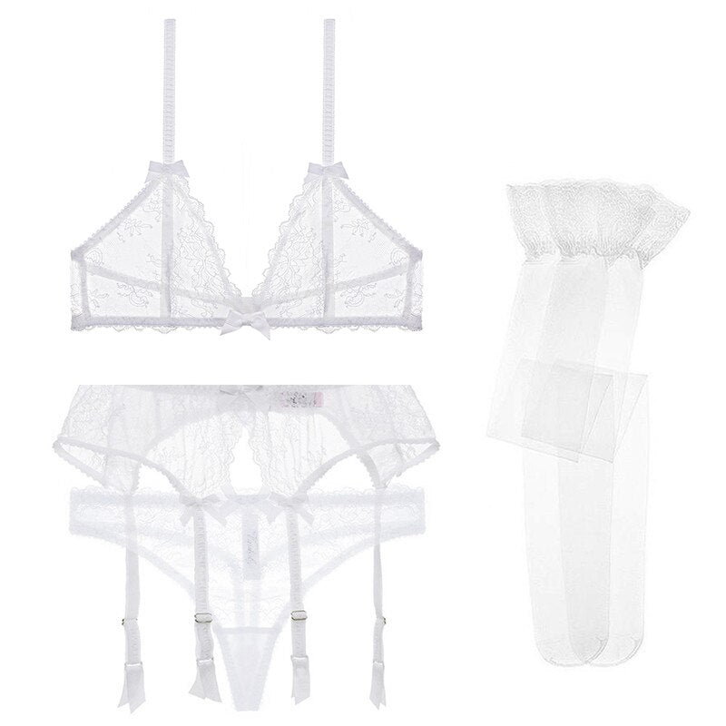 Levoire | Ensemble De Lingerie En Dentelle 4 Pièces Blanc