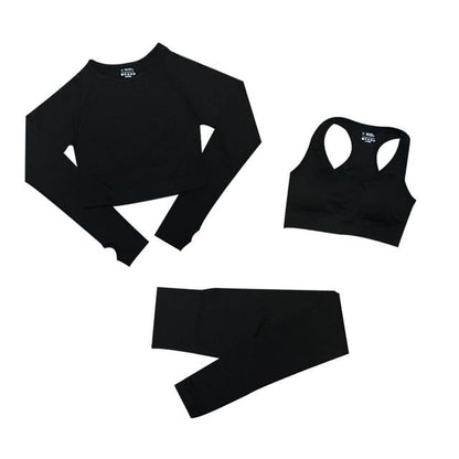 Levoire | Ensemble De Fitness 3 Pièces Ensemble De Sport Assorti Noir