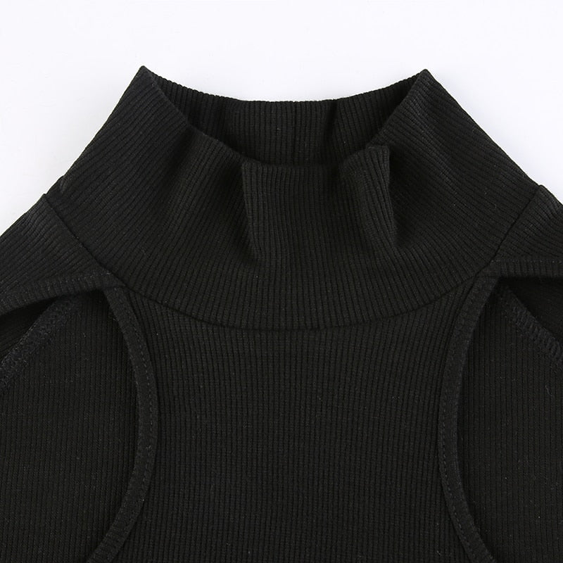 Levoire | Noir Onto Tricoté Manches Longues Robe Maxi