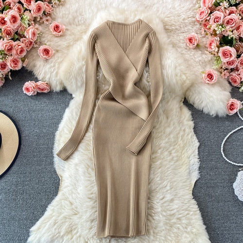 Levoire | Robe Tricot Été Manches Courtes Kaki Une taille