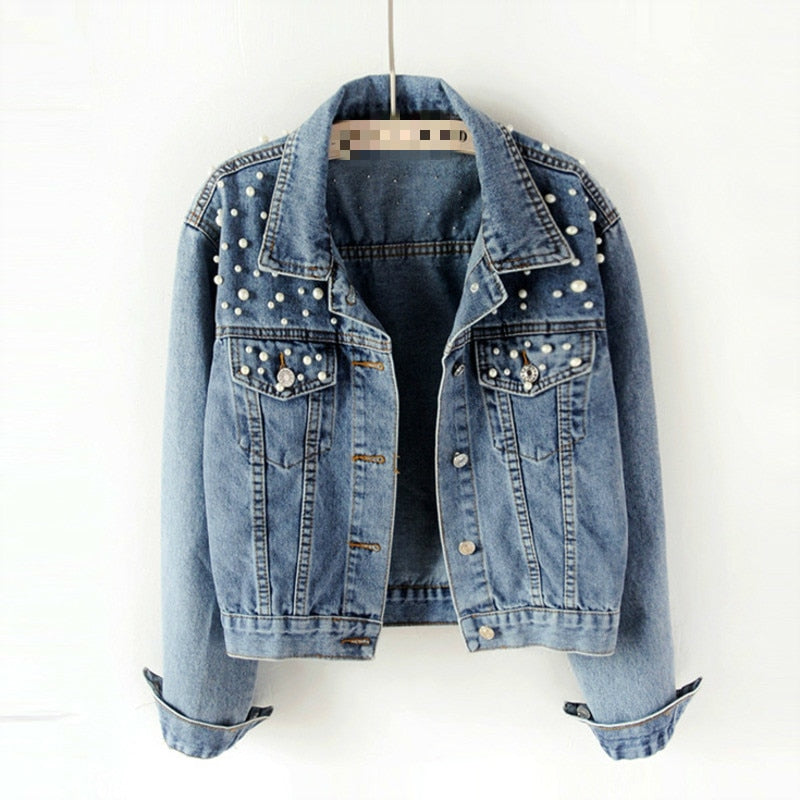Levoire | Veste En Jean Décontractée Avec Perles Jean bleu
