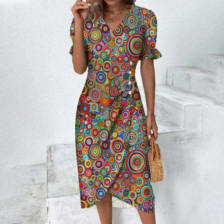 Levoire | Elegant Floral Femme Robes Rouge Bleu