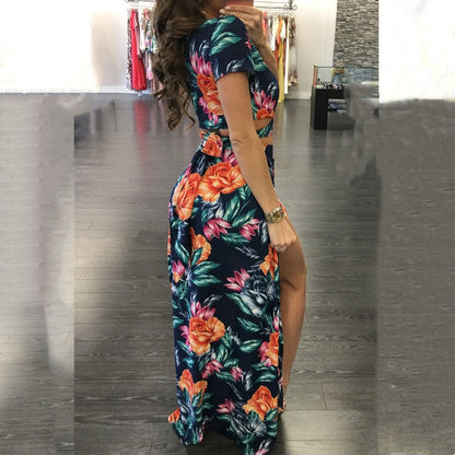 Levoire | Haut De Crop À Motif Floral & Jupe Longue Fendue