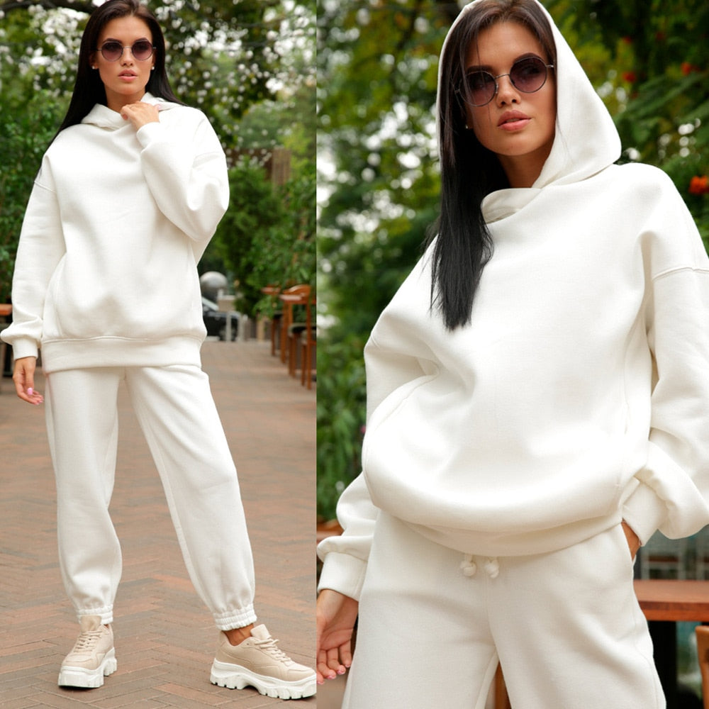 Levoire | Ensemble De Sport Surdimensionné Pour Femmes Blanc