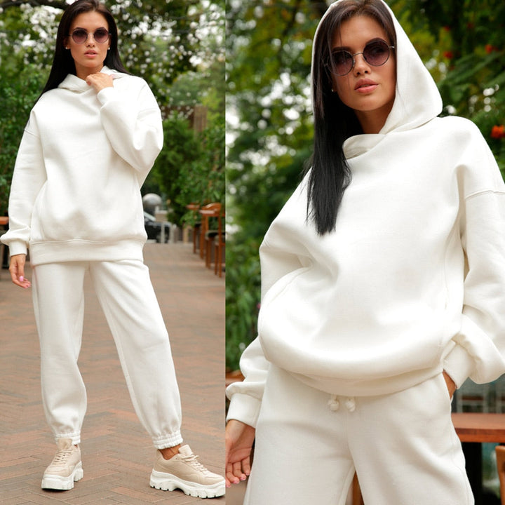 Levoire | Ensemble De Sport Surdimensionné Pour Femmes Blanc