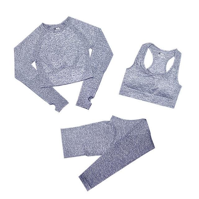 Levoire | Ensemble De Fitness 3 Pièces Ensemble De Sport Assorti Gris clair