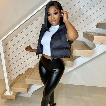 Levoire | Sans Manches Col Haut Veste Courte Avec Zip