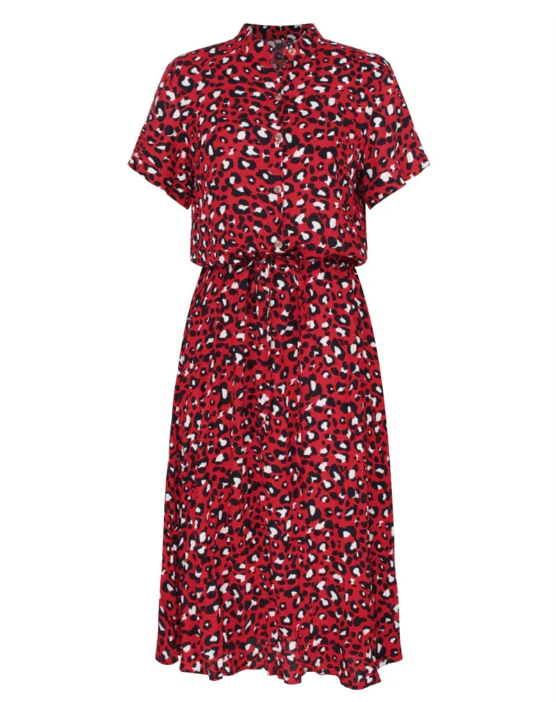 Levoire | Robe Midi Bohème Léopard Rouge
