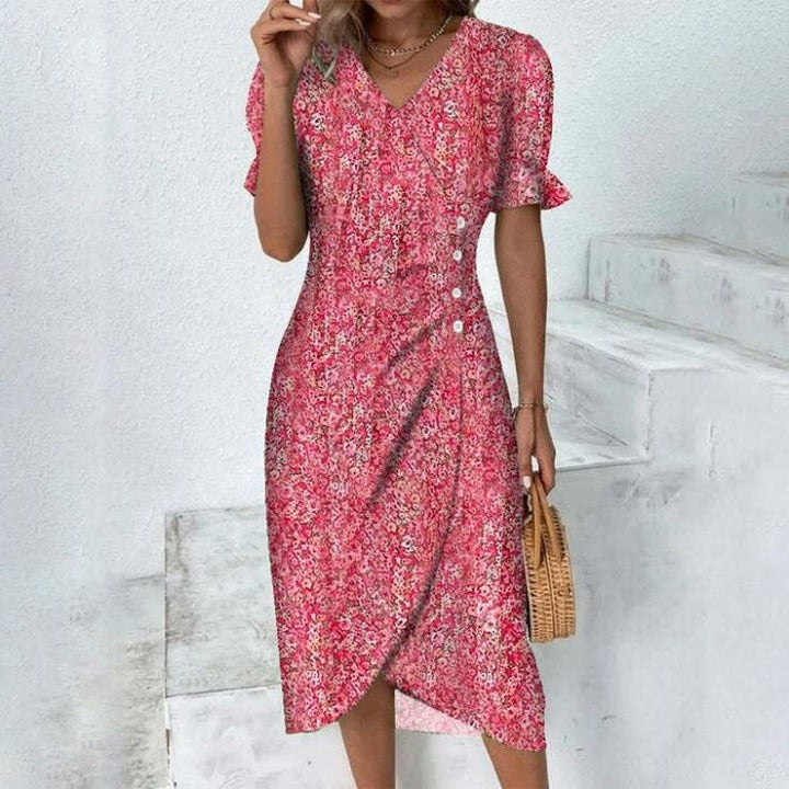 Levoire | Elegant Floral Femme Robes Fuchsia