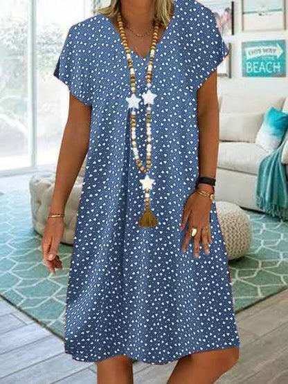 Levoire | Robe Bohème À Col En V Pour Femmes Bleu