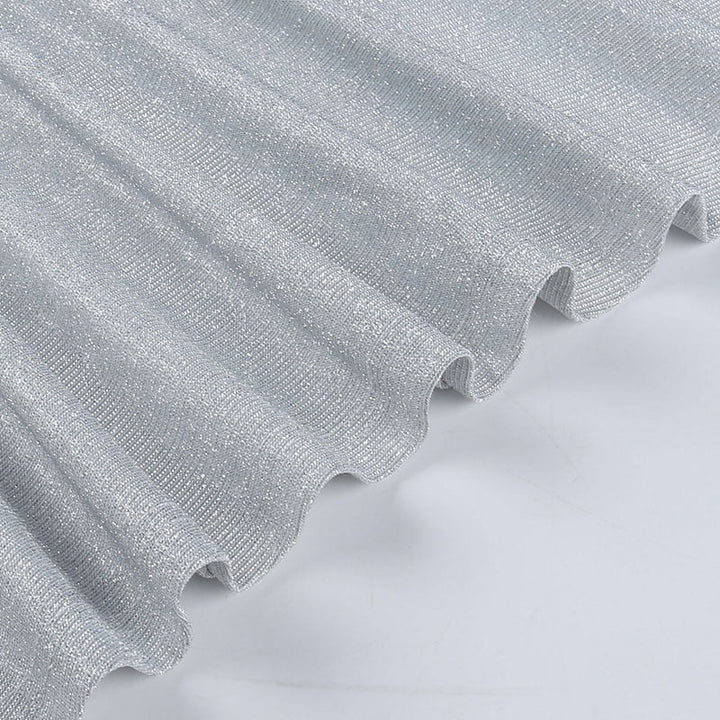 Levoire | Robe Mini Plissée Épaule Dénudée Brillante