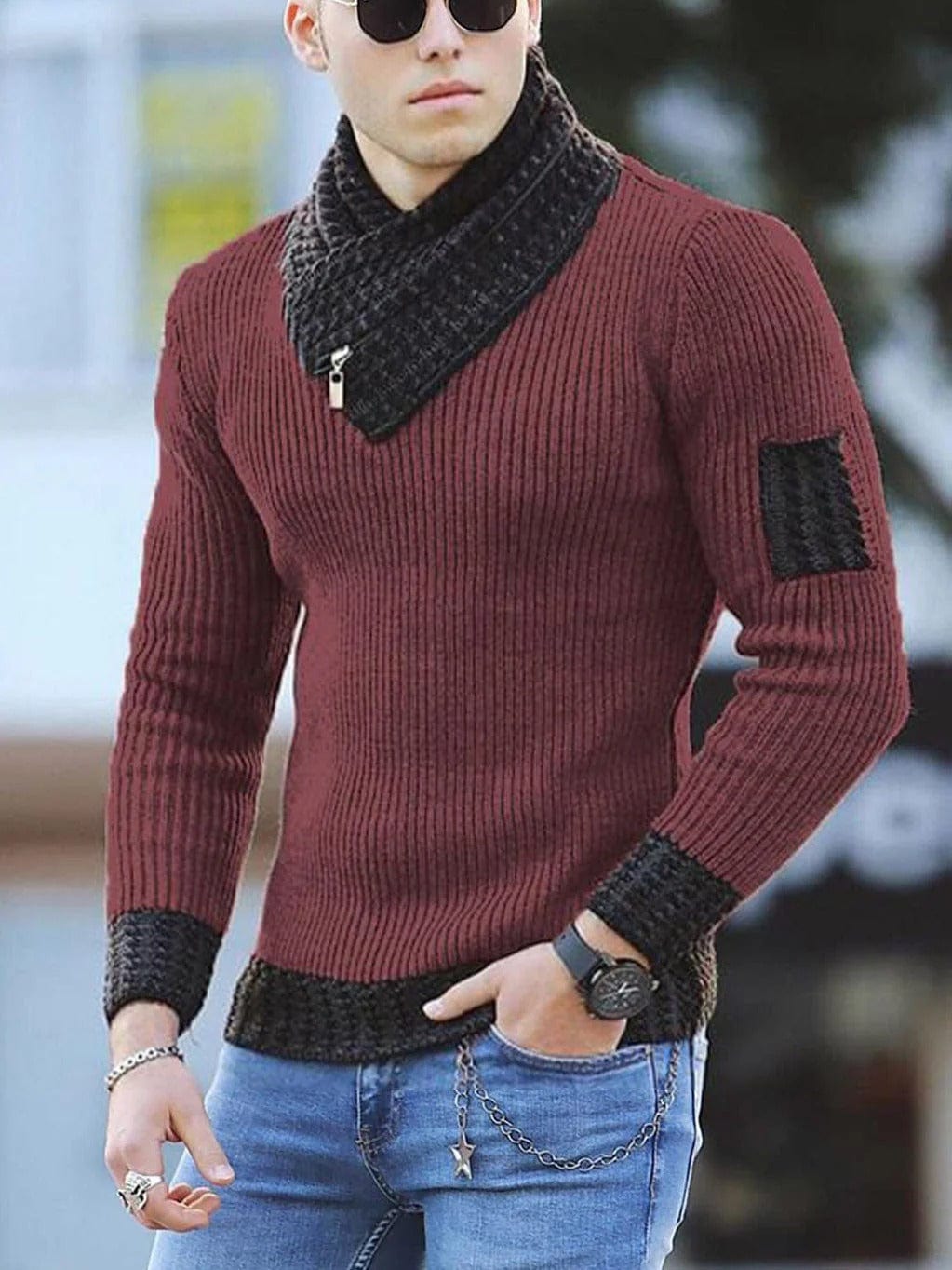 Levoire | Pull Homme Élégant Avec Col Zippé Pourrir