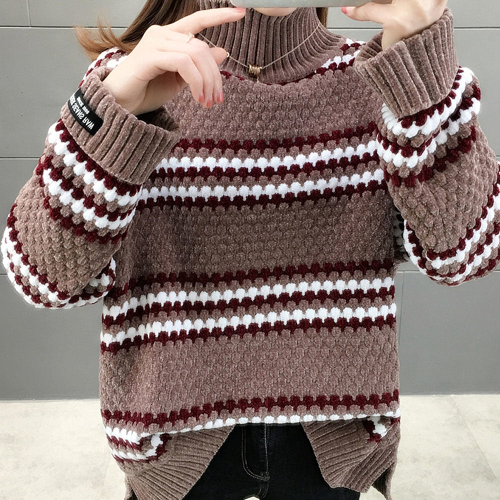 Levoire | Pull Élégant Chaud Avec Col Roulé Braun Taille unique