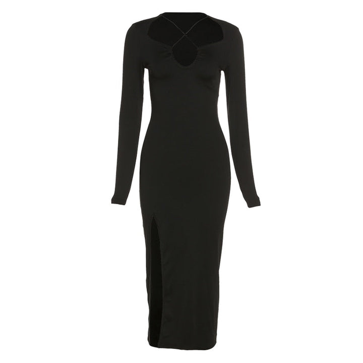 Levoire | Robe Maxi Croisée Fendue Élégante Noir