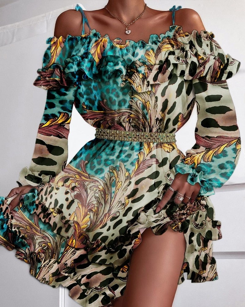 Levoire | Mini Robe Leopard Off-Shoulder Et Elegante Femmes Léopard
