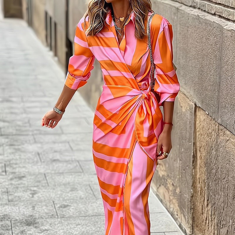 Levoire | Robe Mode Avec Impression Orange