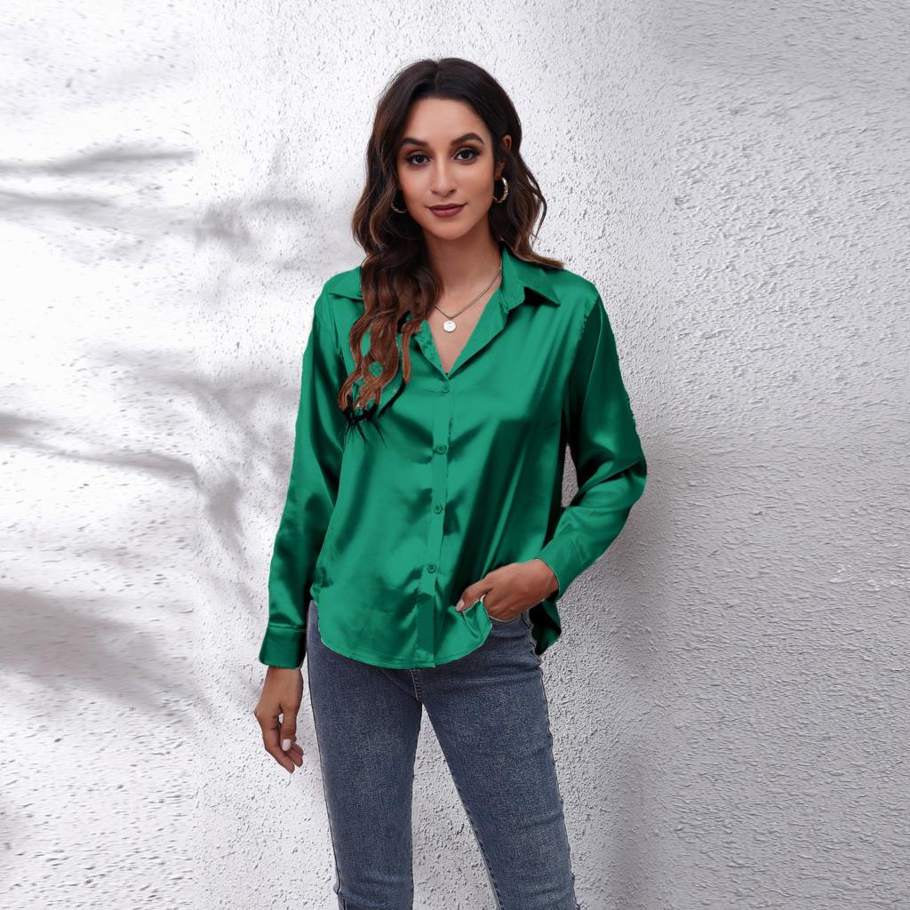 Levoire | Blouse En Satin Shila - Une Blouse D'Été Légère Pour Femmes Vert