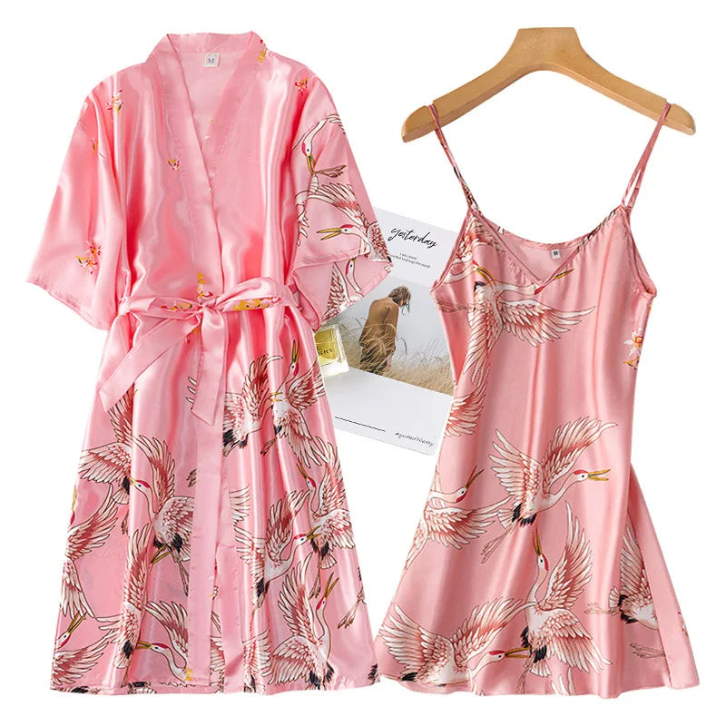 Levoire | Ensemble De Nuit Peignoir Et Chemise De Nuit Rosa