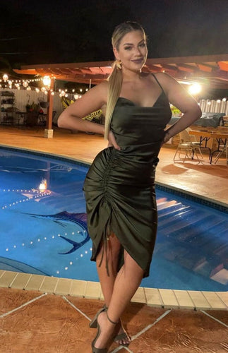 Levoire | Silke Bardot Ruché Corset Midi Robes