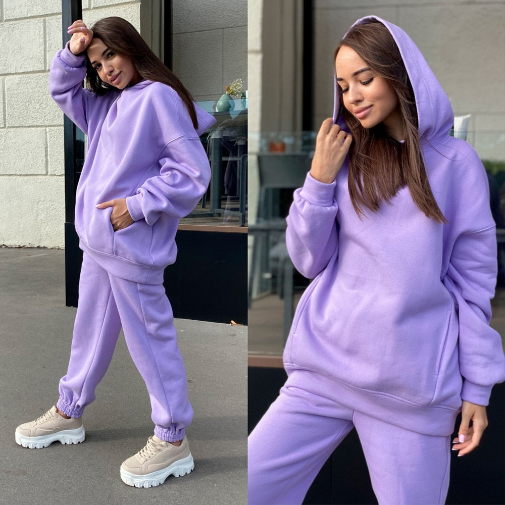 Levoire | Ensemble De Sport Surdimensionné Pour Femmes Violet