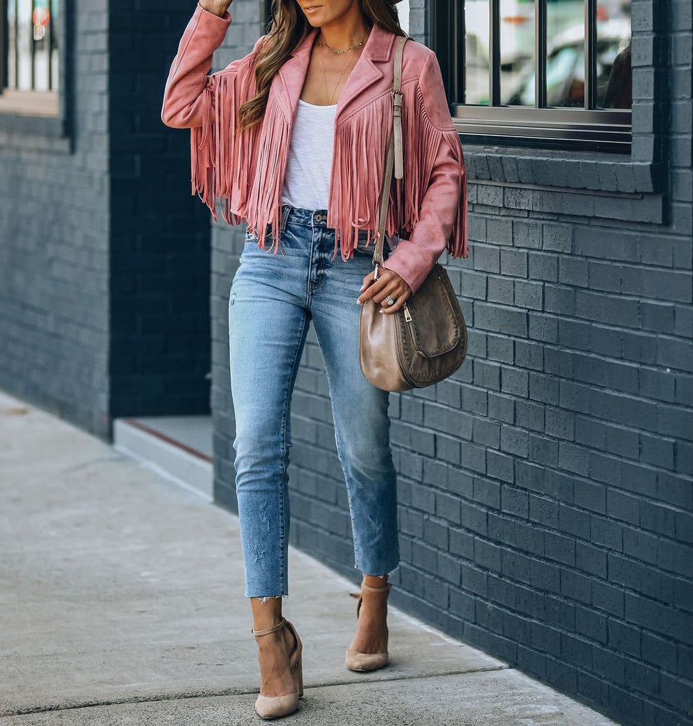 Levoire | Cool Veste En Cuir Noire rose clair