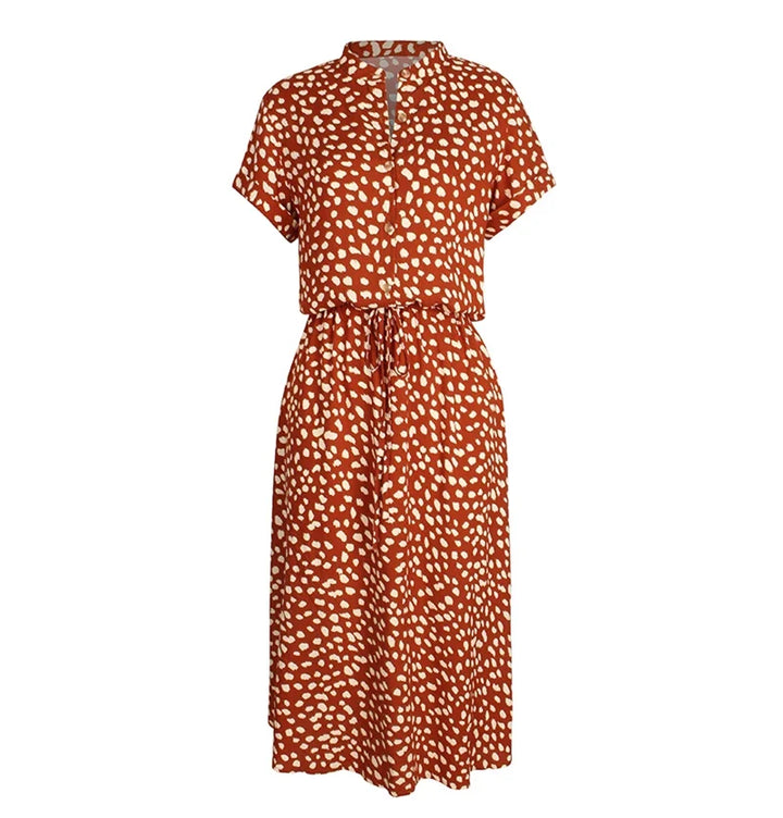 Levoire | Robe Midi Bohème Léopard Orange