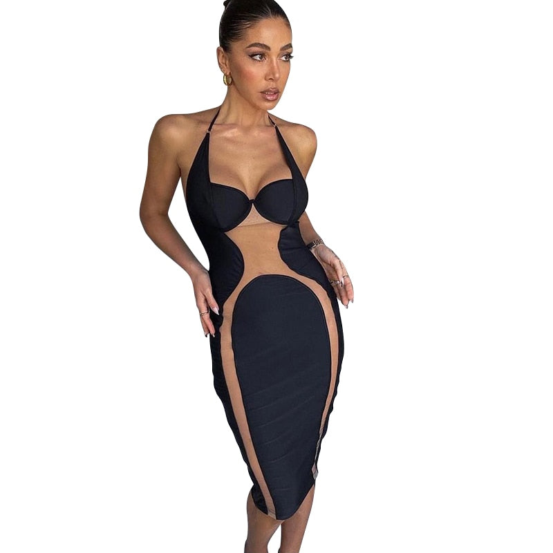 Levoire | U Mesh Ultraléger Sans Manches Découpé Au Dos Robe Midi