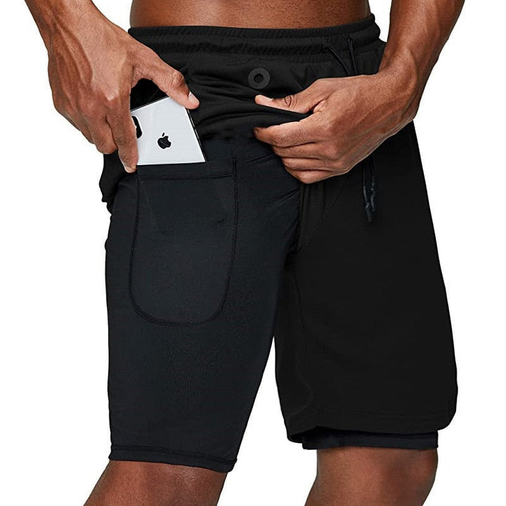 Levoire | Fit Shorts De Course Incl Trousse À Téléphone & Ouverture Pour Pièce Noir