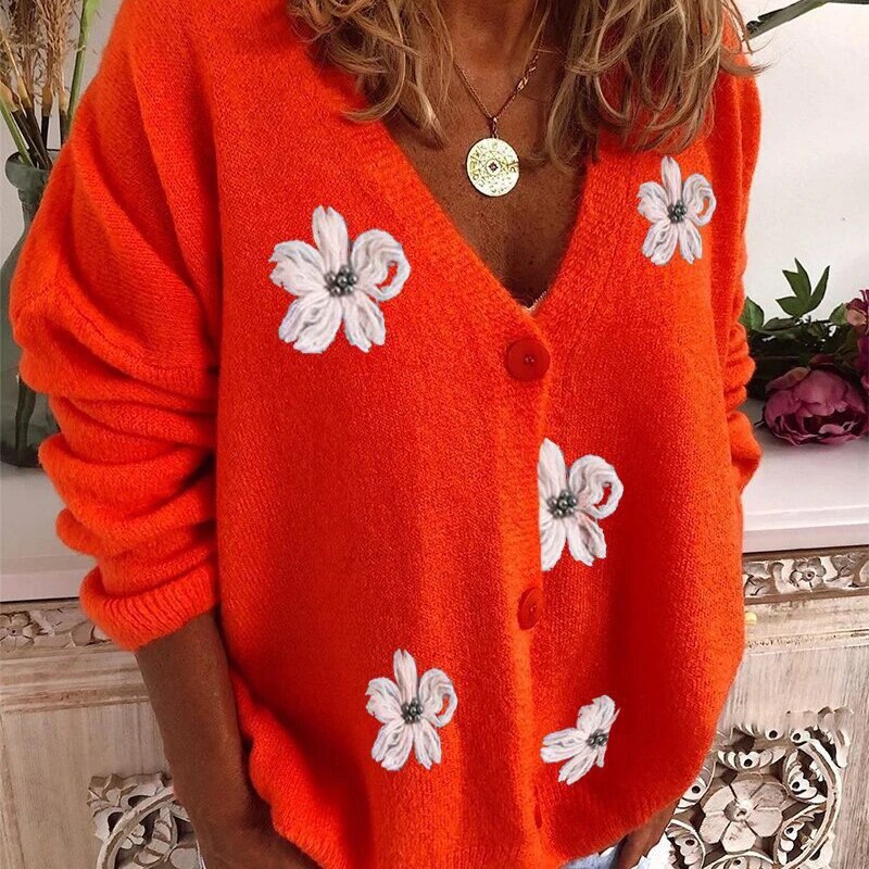Levoire | Cardigan fleuri avec encolure en V