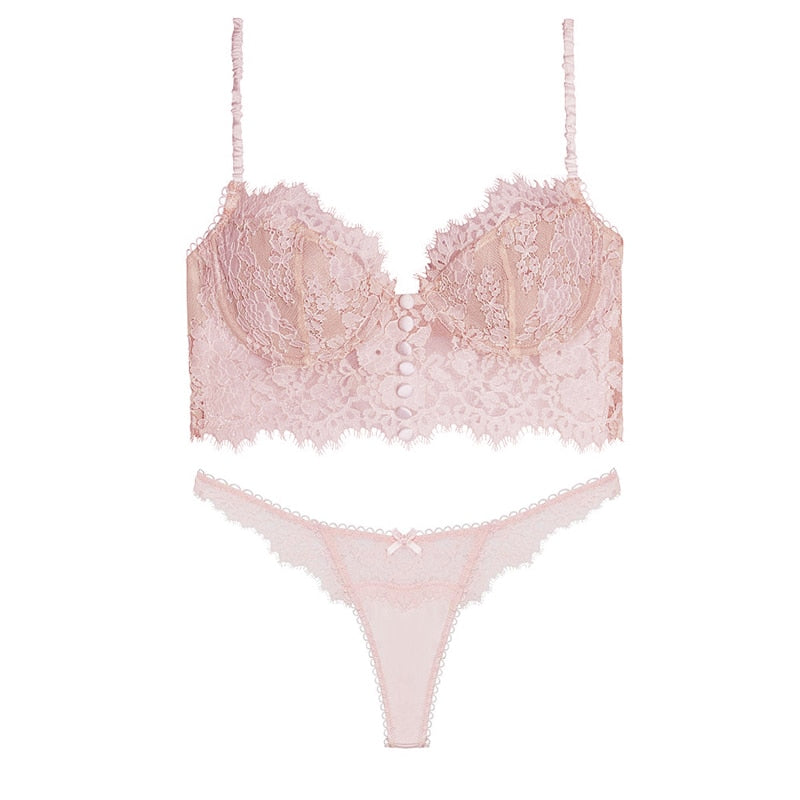 Levoire | Dentelle Set Lingerie Avec Boutons Décoratifs Rosarot