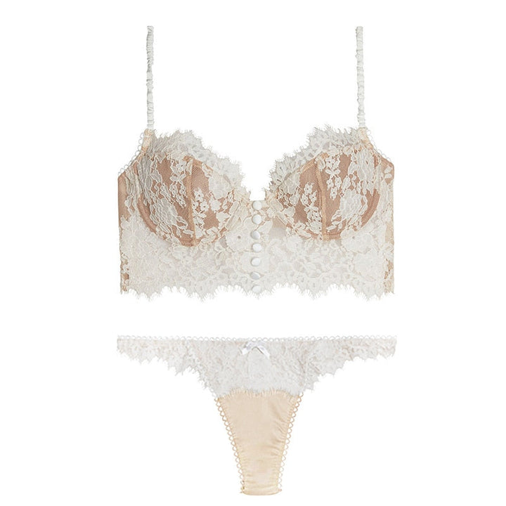 Levoire | Dentelle Set Lingerie Avec Boutons Décoratifs Blanc