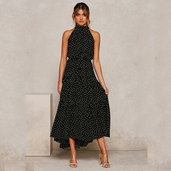 Levoire | Robe longue dos nu à pois Noir