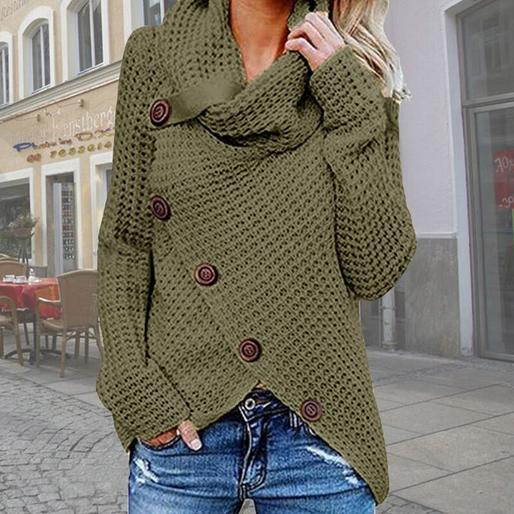 Levoire | Pull à col haut à manches longues et boutonnières chaud Vert
