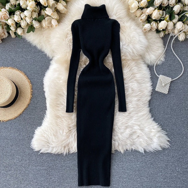 Levoire | Robe Clubwear Sans Manches Col Roulé Noir Une taille