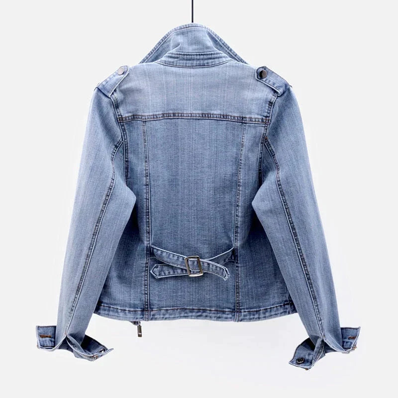 Levoire | Veste En Denim À Manches Longues Avec Fermeture Éclair Et Poches
