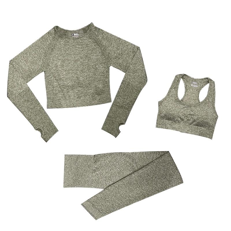 Levoire | Ensemble De Fitness 3 Pièces Ensemble De Sport Assorti Vert militaire