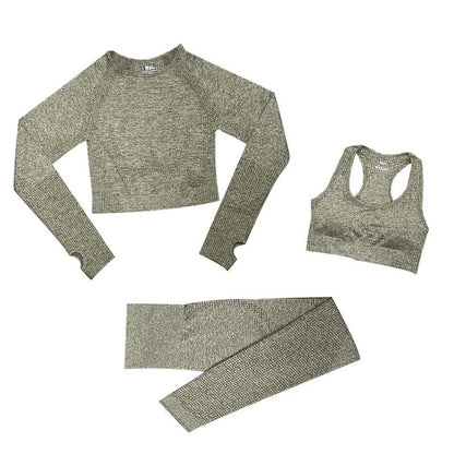 Levoire | Ensemble De Fitness 3 Pièces Ensemble De Sport Assorti Vert militaire