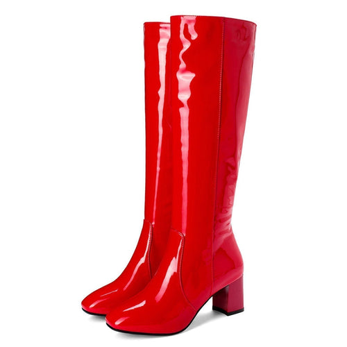 Levoire | Bottes En Cuir Verni Hautes Genoux Pour Femmes