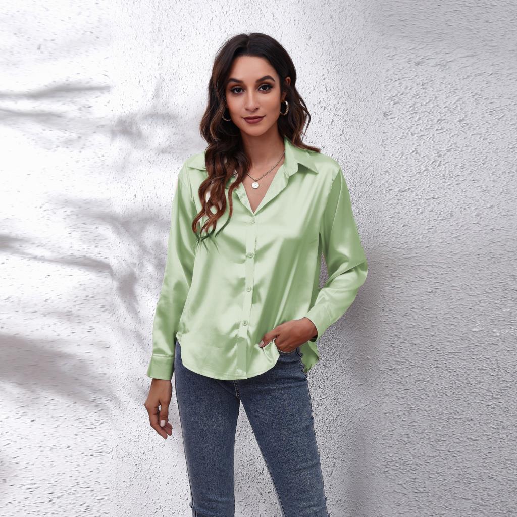 Levoire | Blouse En Satin Shila - Une Blouse D'Été Légère Pour Femmes Vert clair