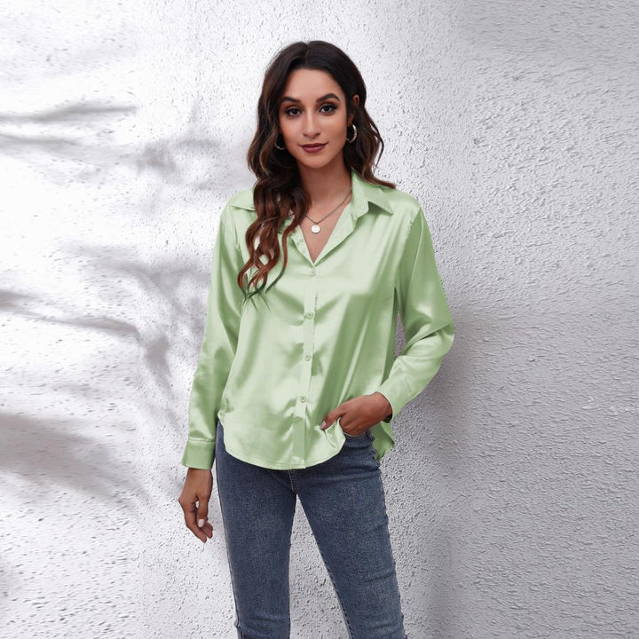 Levoire | Blouse En Satin Shila - Une Blouse D'Été Légère Pour Femmes Vert clair