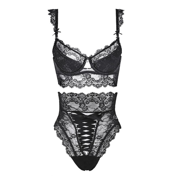 Levoire | Dentelle Ensemble Dessous Avec Motifs Délicats Noir