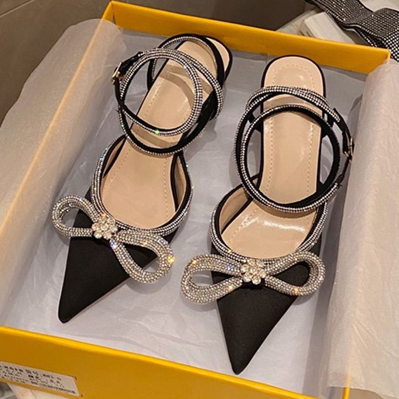 Levoire | Cristal Schleifen Soie Bout Pointu Lanières À Boucle Fins Talons Hauts