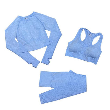 Levoire | Ensemble De Fitness 3 Pièces Ensemble De Sport Assorti Bleu