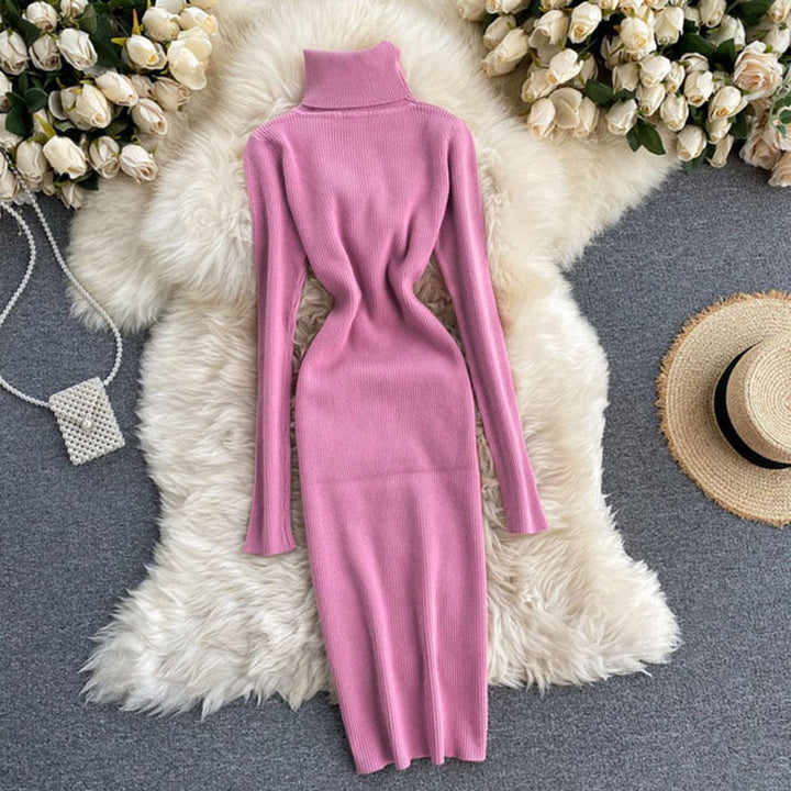 Levoire | Robe Clubwear Sans Manches Col Roulé Rose Une taille