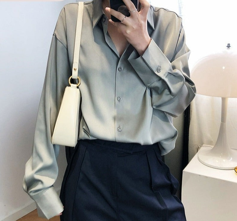 Levoire | Sanna Satin Blouse - Une Blouse Élégante Pour Femmes. Vert