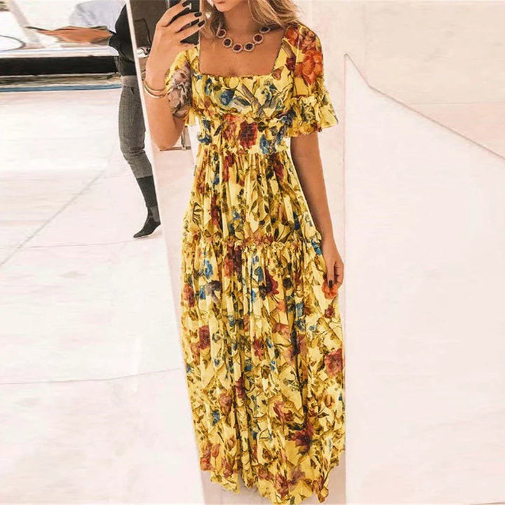 Levoire | Robe D'Été Classique Manches Courtes Robe Décontractée Jaune