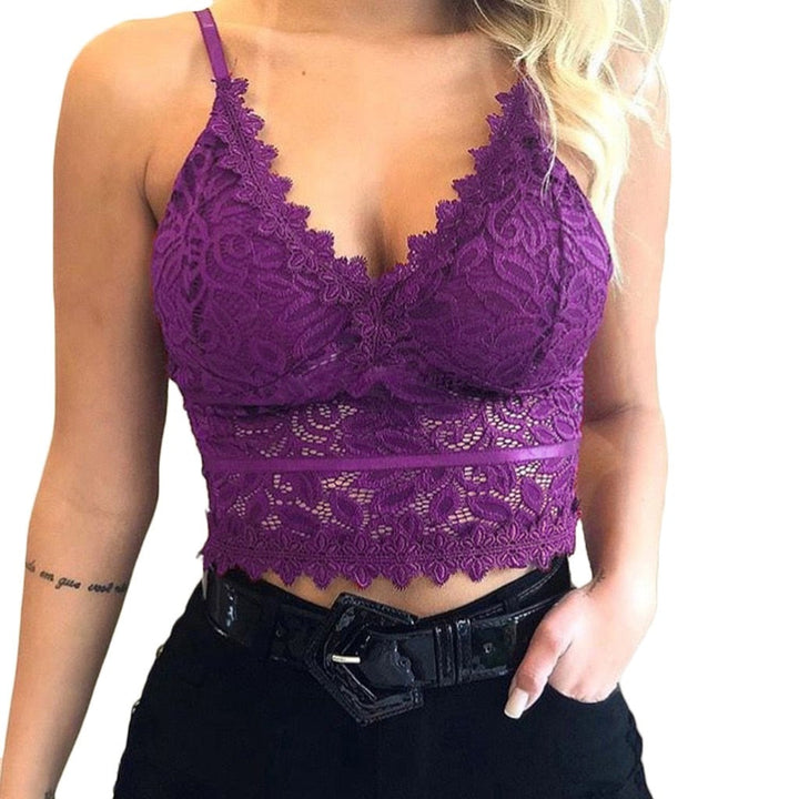 Levoire | Débardeur Crop En Dentelle Transparent Lila