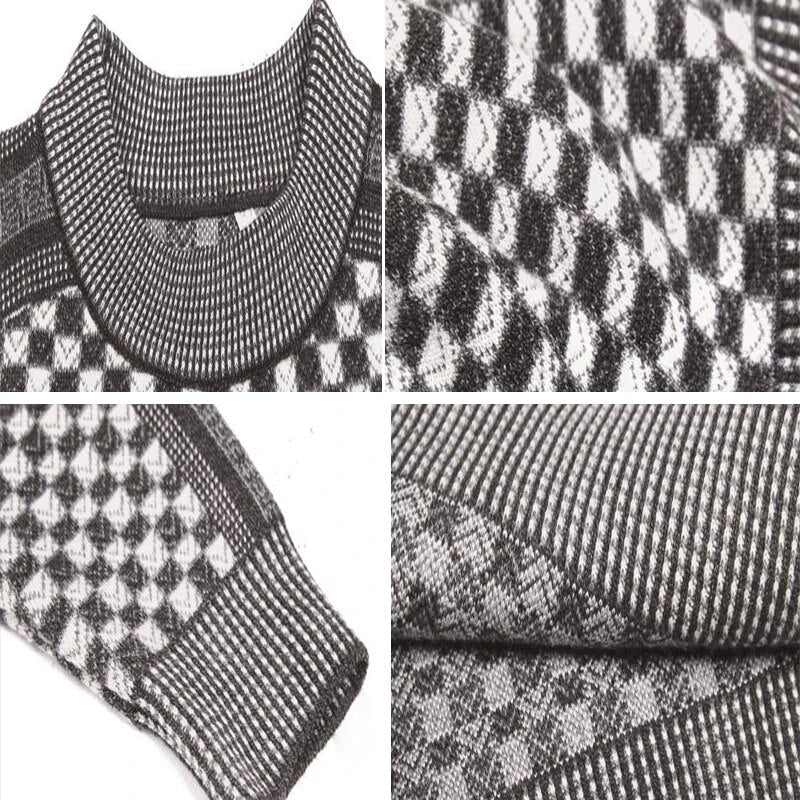 Levoire | Pull Long Chaud à Manches avec Motif à Col Etehalsarivivutettu
